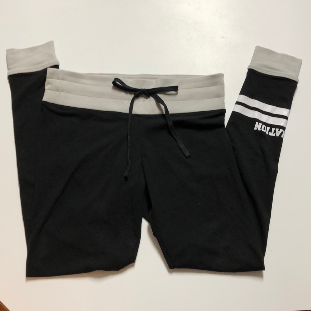 PINK black yoga leggings! Drawstring waist!